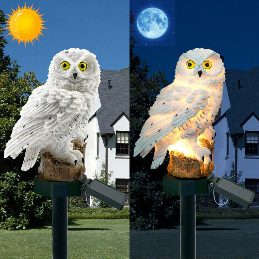 (Brown) LED Owl Solar Powered Garden Light Outdoor Ornament Lawn Statue Waterproof Lamp