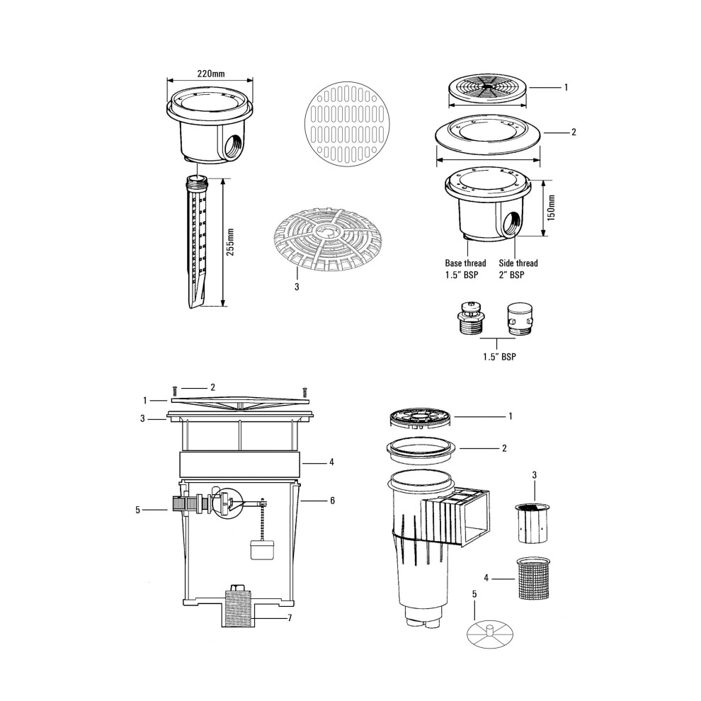 Certikin Replacement Main Drain Grille Kit (For Pre 1990 Main Drains With No Screw Holes) (SPC264)