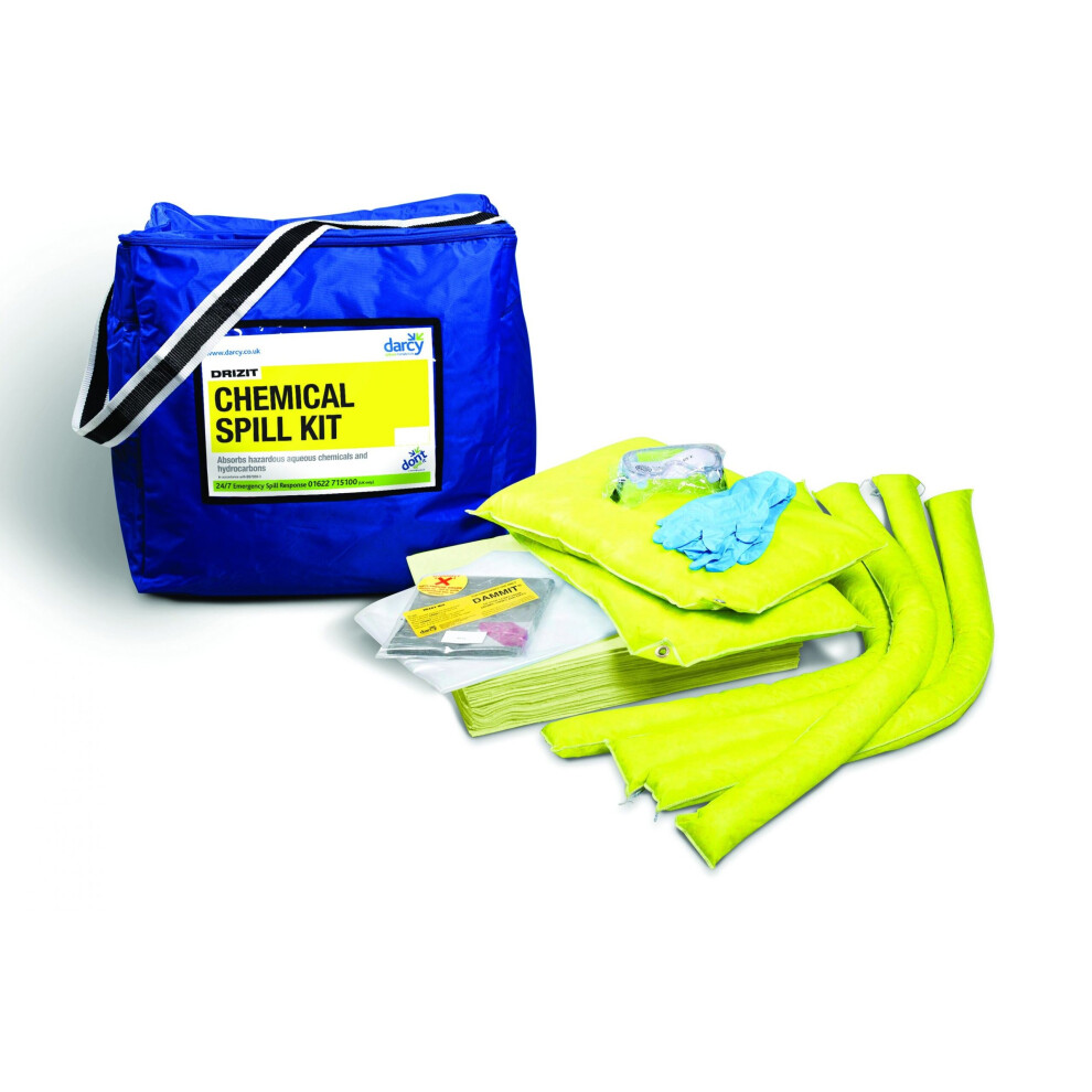 Certikin Spill Kit - Large - Includes 50 Pads, 4 Socks, 2 Cushions, 1 Slab, Disposable Bag & Tie, Gloves And Goggles (SPILL02)