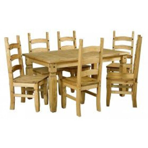 Mercers Furniture Corona 6'0" Dining Table & 6 Chairs Set Solid Wood Mexican Pine 1