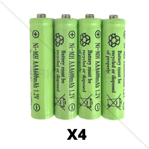 (4) AAA Rechargeable Solar Light Batteries 1.2v 600mAh