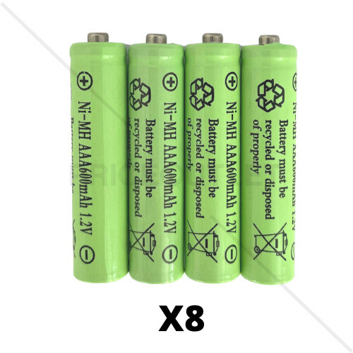(8) AAA Rechargeable Solar Light Batteries 1.2v 600mAh