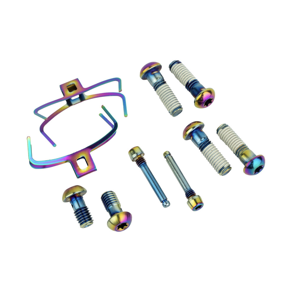 SRAM Spare Disc Brake Caliper Hardware Upgrade Kit Rainbow Includes Cps Mounting Bolts / Banjo Bolt / H-Spring / Pad Pin To Upgrade Qty 2 Calipers / G