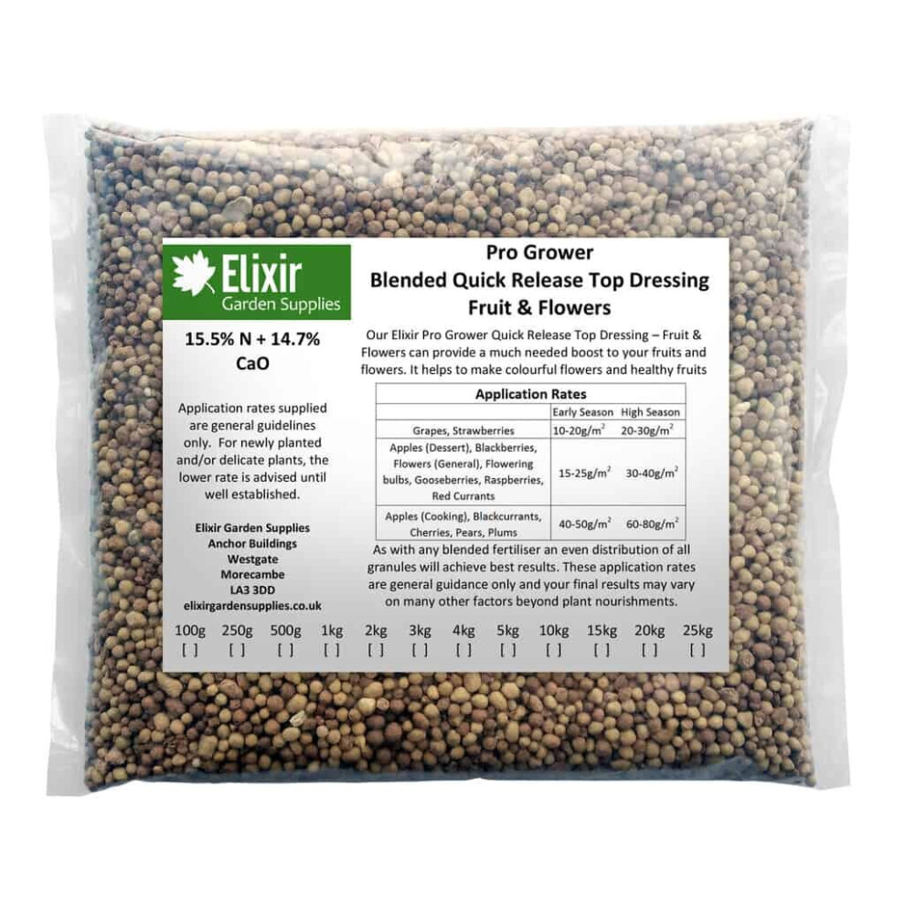 (Bag, 20kg) Elixir Gardens | Pro Grower | Blended Quick Release Top Dressing for Fruit & Flowers