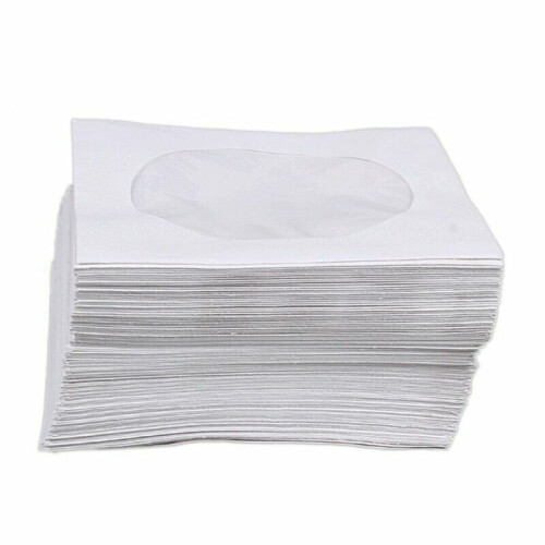 100-Pack White CD/DVD Paper Sleeves with Clear Window - Dustproof, Scratch-Resistant Storage Envelopes (CD/DVD Case Cover) 1