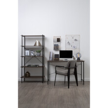 Premier Housewares Black Office Desk, Home Office Furniture, Metal & Oak, W 120 x D 60 x H 75cm - Dark
