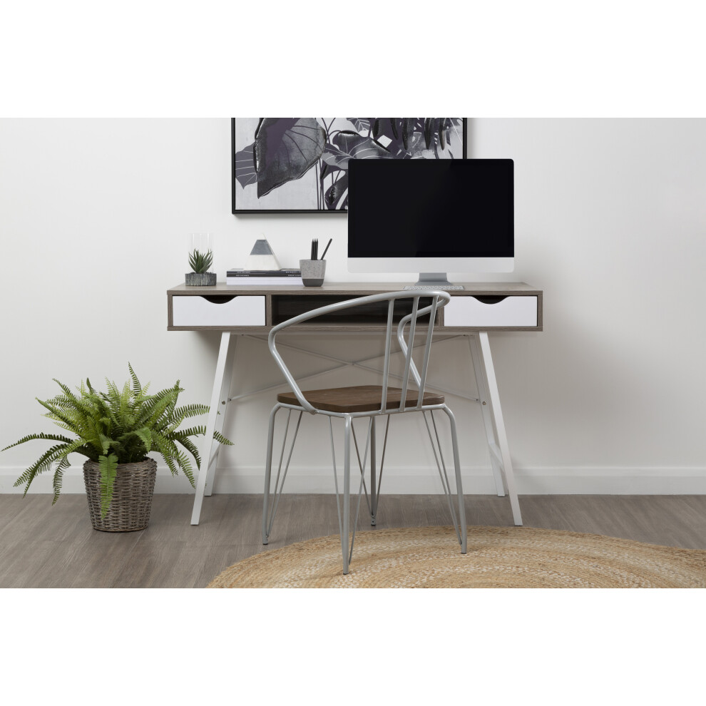 Premier Housewares Home Office Desk with 2 Drawer and a Storage Compartment, Storage Units for Hallways & Living Room, Oak wood, w120 x d48 x h76cm,