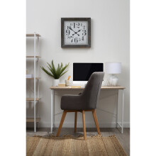 Premier Housewares White Office Desk, Home Office Furniture, Metal & Oak, W 120 x D 60 x H 75cm - Natural