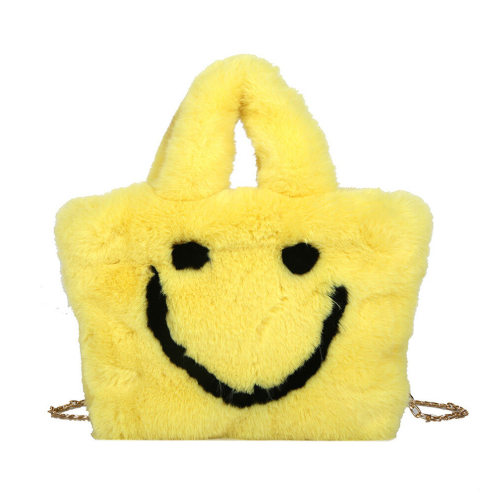 Women smiley handbag buckle shoulder bag cute soft ladies faux fur bag female party little girlChristmas gift