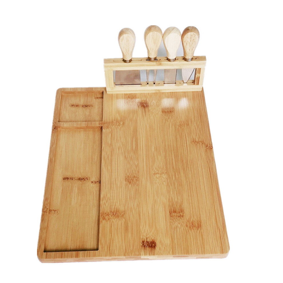 Chaochuang Chopping Board Bamboo Cheese Board Set Meat Charcuterie Platter Serving Tray For Make Cheeses Appetizers Fruits Delicious Meats