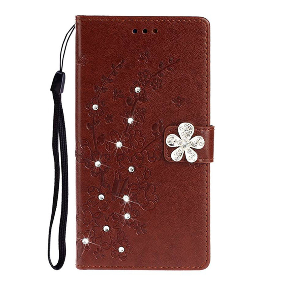 Plum Blossom Rhinestone Pu Leather Case For Iphone 11 Flip Cover Phone Wallet Case Purple 777178660021