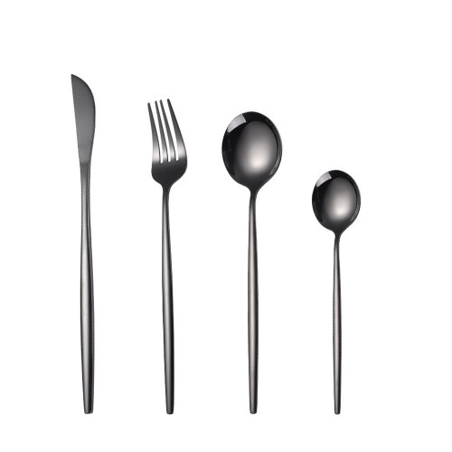 2Set Black Dinnerware Set Stainless Steel Cutlery Rainbow Dinner Set Knife Fork Spoon Silverware Set Kitchen Tableware Set