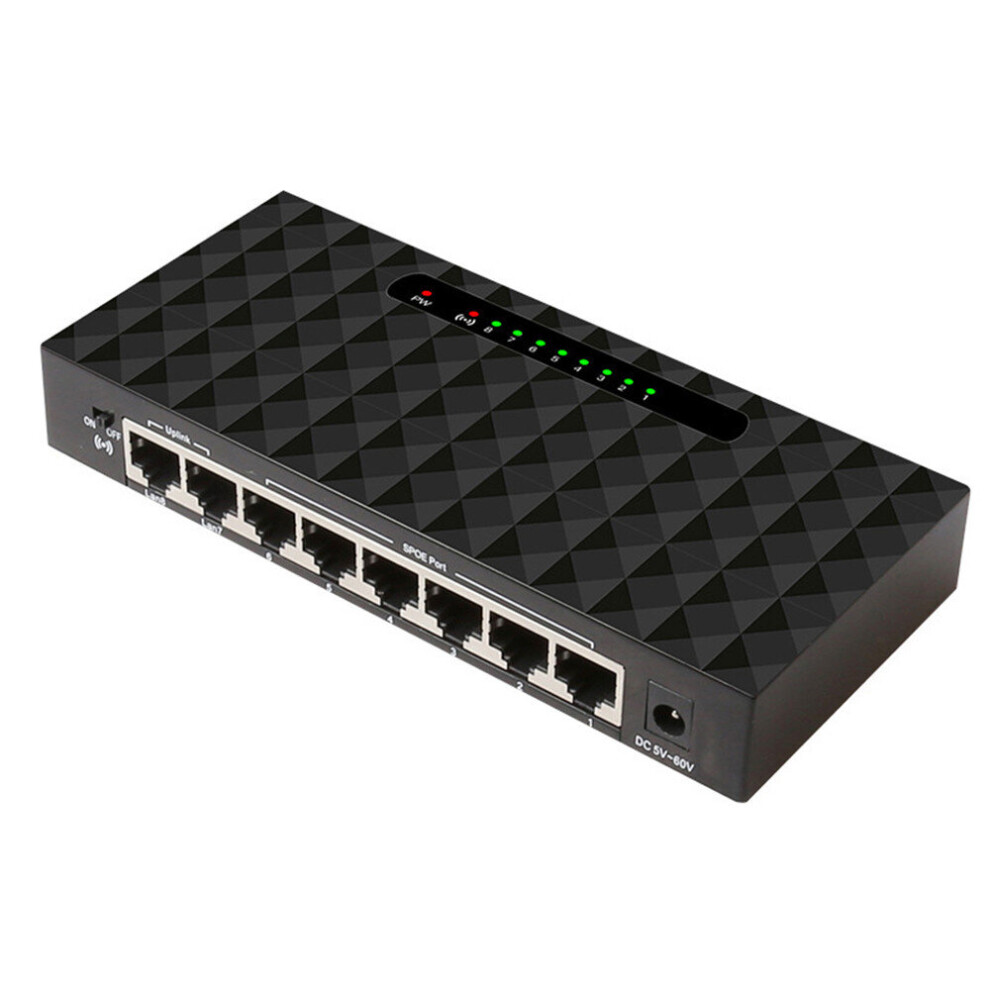 Photos - Switch 8 Port 10/100Mbps SPOE Fast Ethernet Network  Lan Hub Ethernet Smart er for NVR Router Support 5-60V Power Suppl