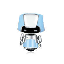 3D Blue Robot Boy Stylish Charm Silver plating Pendant Fit Bracelet Jewelry DIY