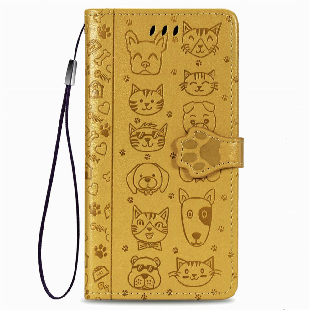 Cute Cat & Dog Embossed Flip Phone Case For Apple Iphone 12/12 Pro Max Flip Pu Leather Cover Card Slot 777178662636
