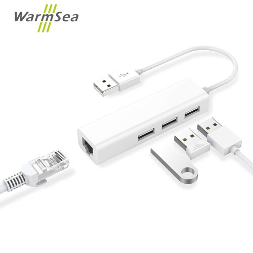 USB Hub Splitter with RJ45 LAN Adapter Laptop Ethernet Dock Network Extender for PC 1
