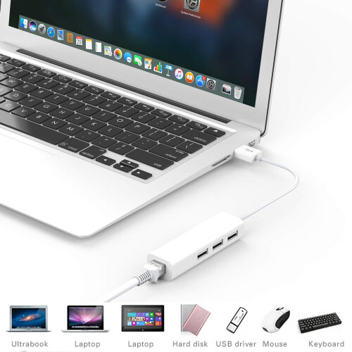 USB Hub Splitter with RJ45 LAN Adapter Laptop Ethernet Dock Network Extender for PC 2