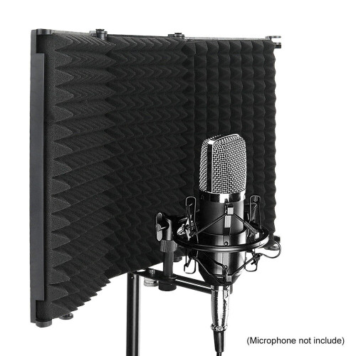 3 Panel Microphone Isolation Shield Acoustic Foams Panel Studio Recording Microphone Accessories Black 26x30cm 2