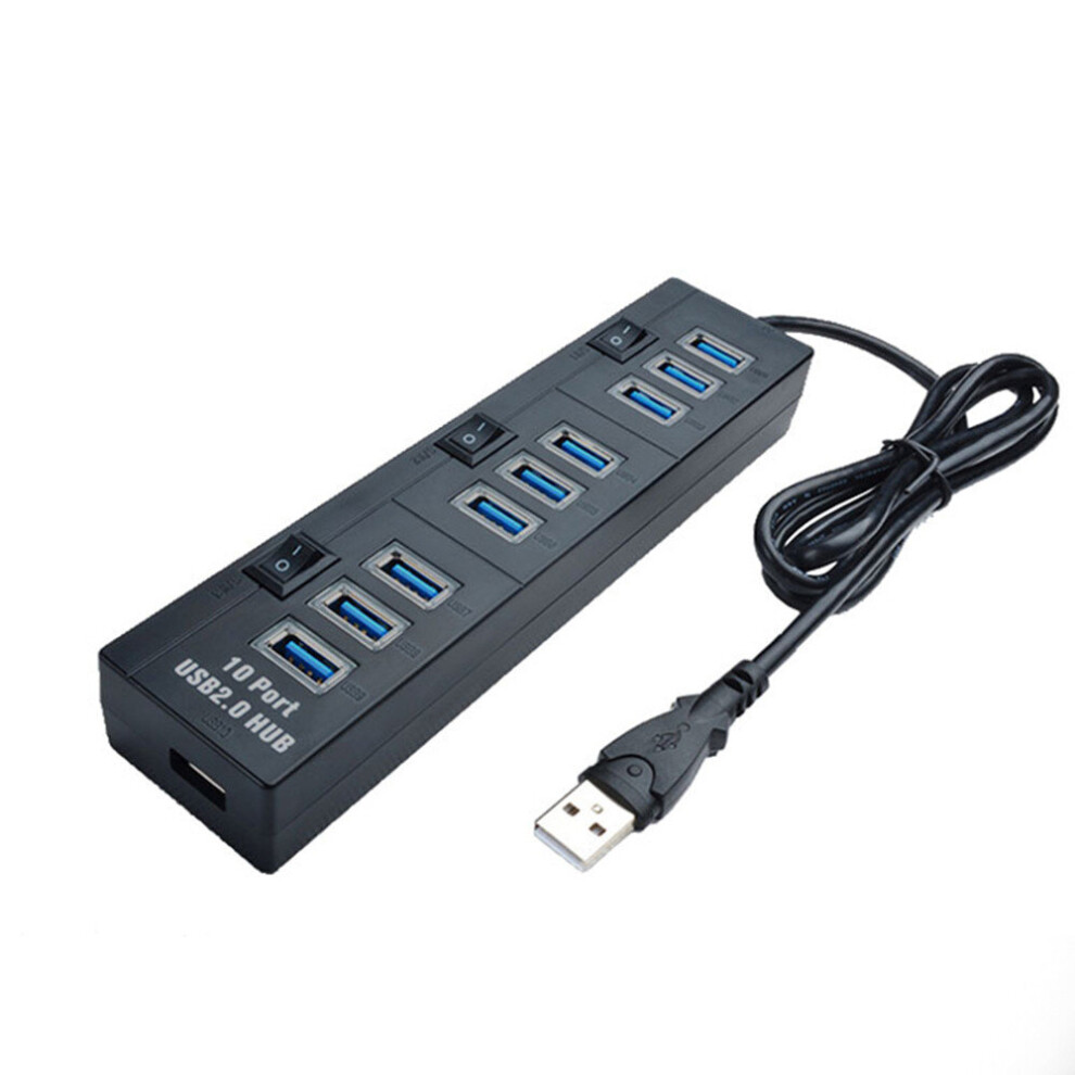Usb 2.0 Hub Multi Usb Splitter 10 Port Expander Multiple Usb2.0 Hub With On/Off Switch For Pc Laptop 777178716278