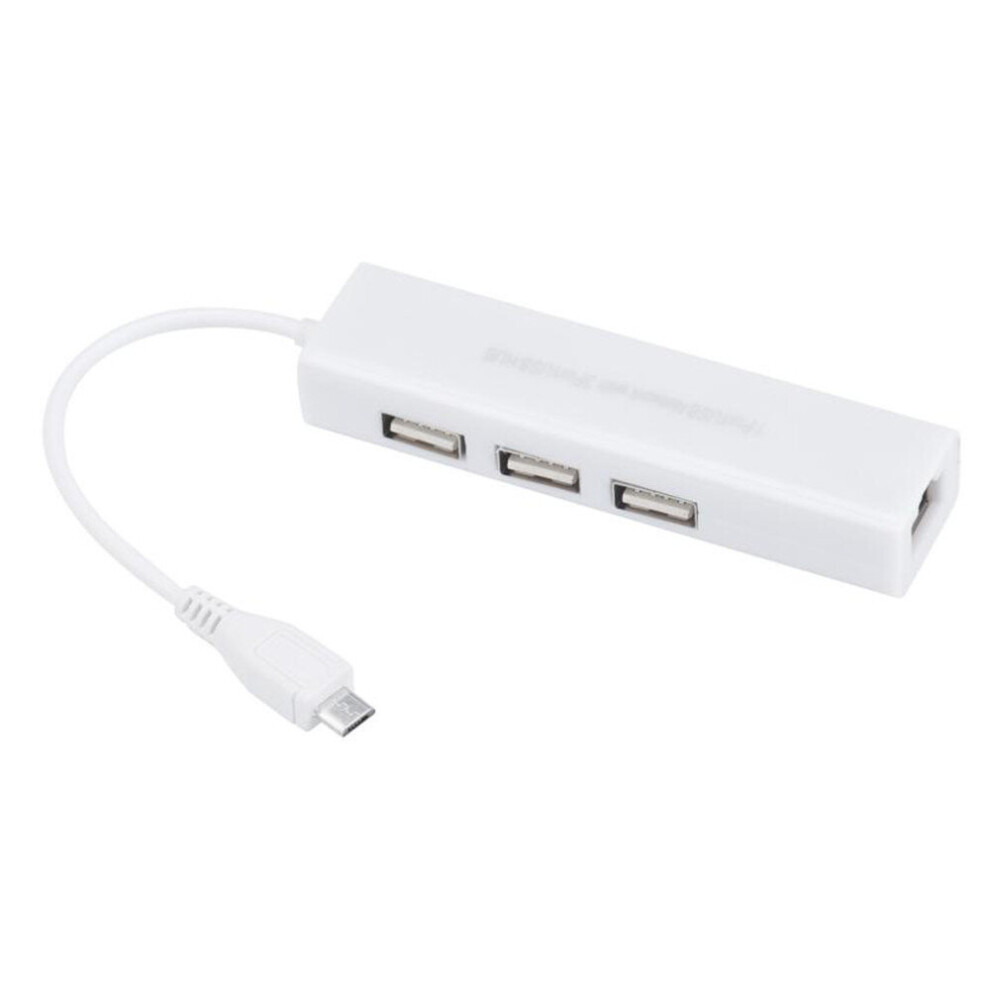 Micro Usb To Network Lan Ethernet Rj45 Adapter With 3 Port Usb 2.0 Hub Adapter Drop Shipping 701942842511