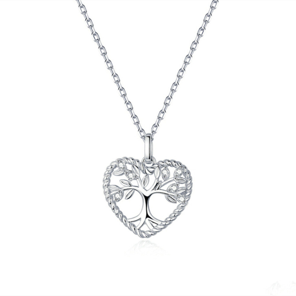 Silver plating Radiant  Tree of Life Heart Pendant Necklace for Women Family Gifts Jewelry