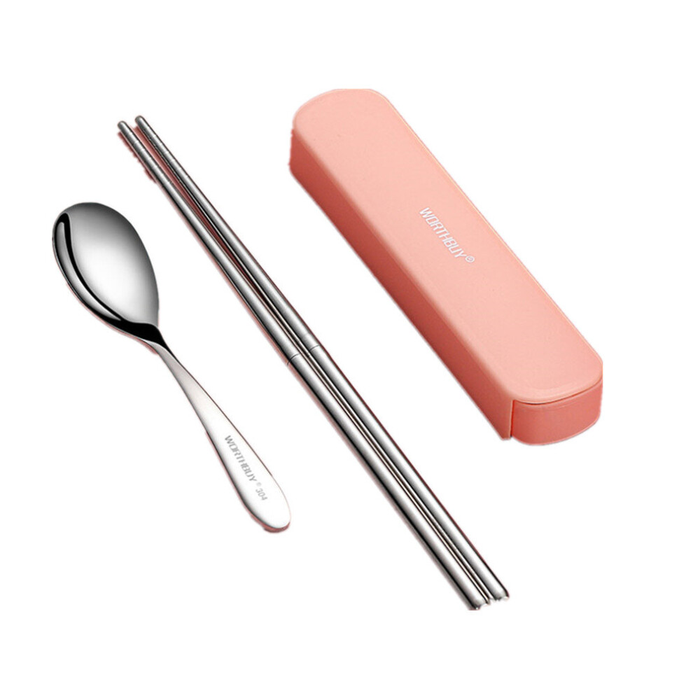 Chaochuang Mini Portable Travel Tableware Set Stainless Steel Chopsticks Spoon Dinner Set For Kid School Picnic Kitchen Dinnerware