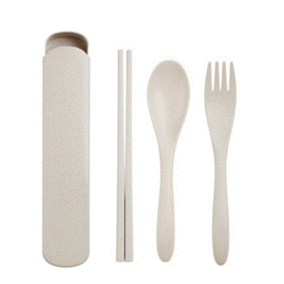Chaochuang 2Set Portable Chinese Wheat Straw Tableware Set Kitchen Eco-Friendly Kids Dinnerware For Children School Picnic Dinner Set