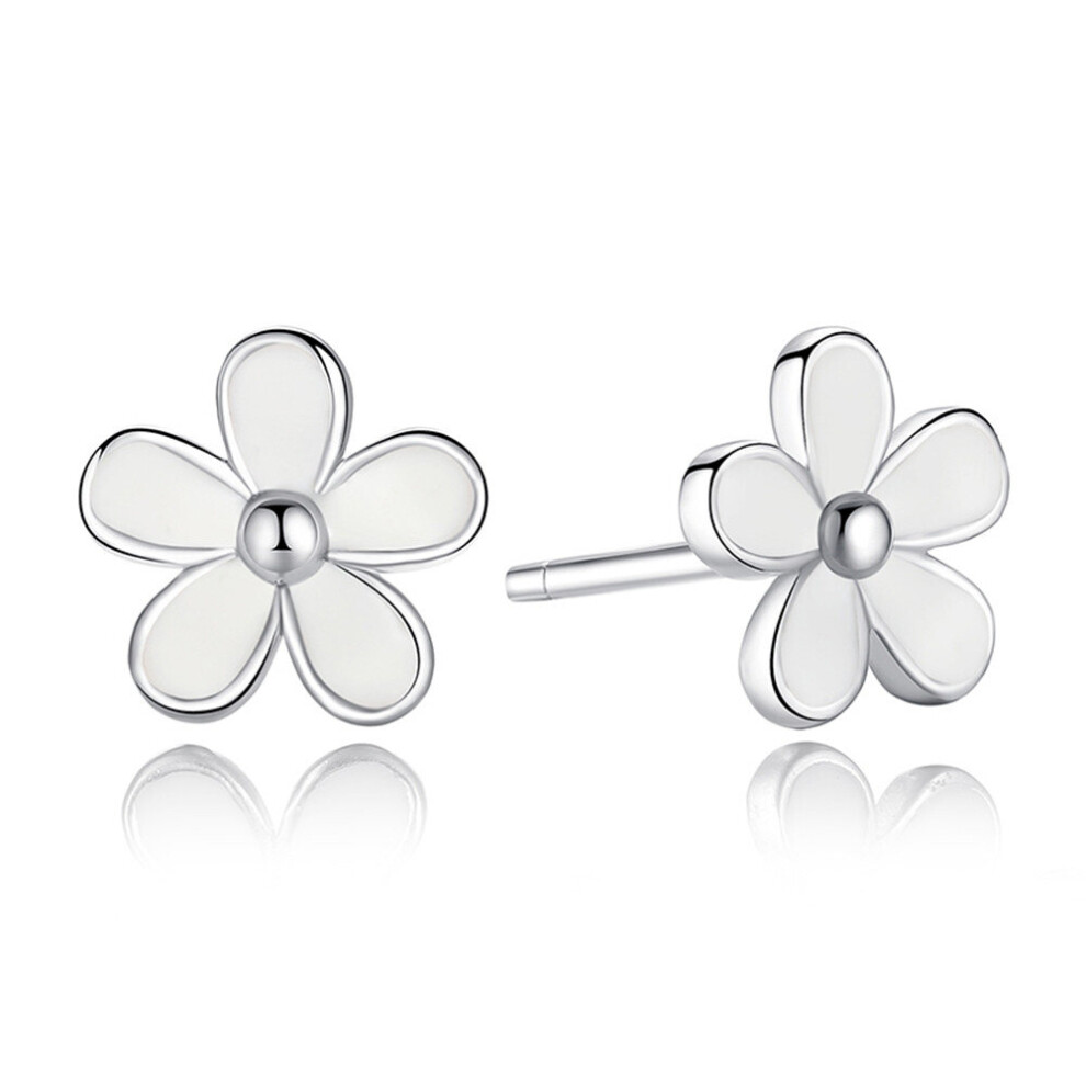 Silver plating Daisy Stud Earring White with Jewelry