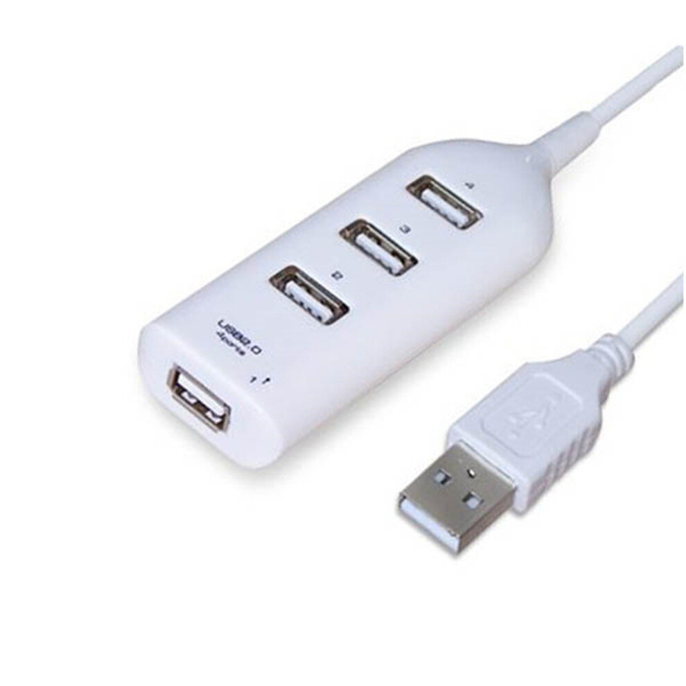 Usb 2.0 Hi-Speed 4-Port Splitter Hub Adapter For Pc Computer Notebook Usb Plug And Play White 701942859250