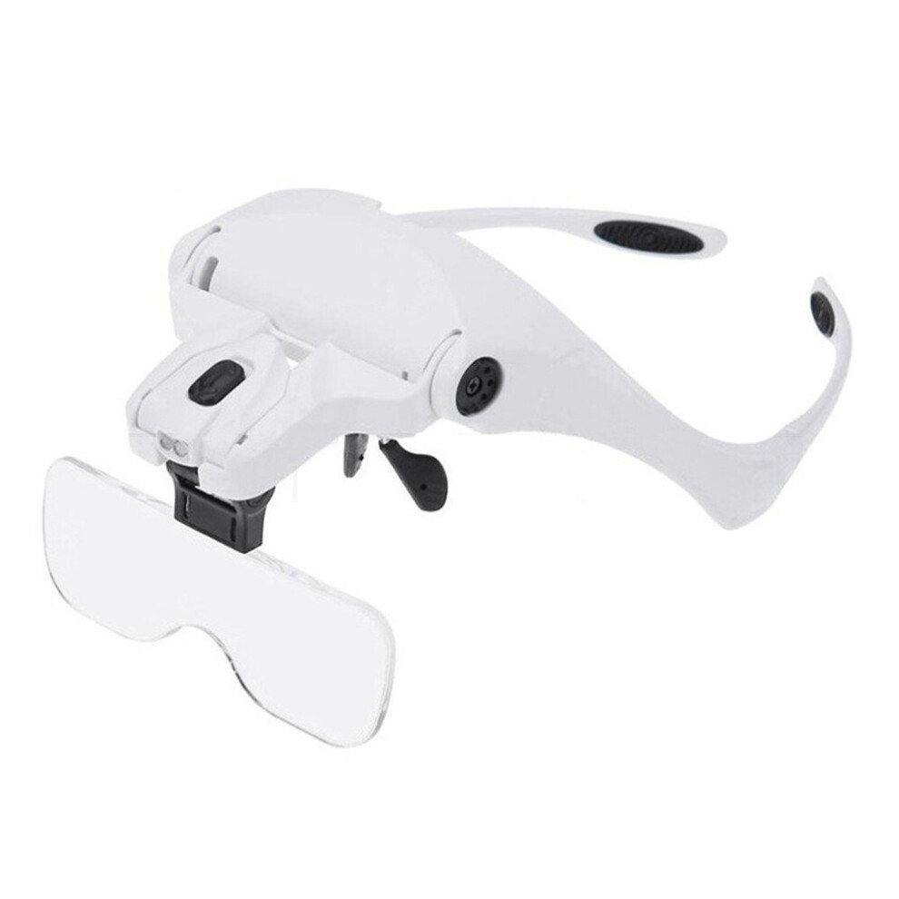 Chaochuang Magnifying Glasses Easy Vision Illuminated Head Magnifier Glasses Led Magnifying Louped Head Mount Interchangeable Lenses 1.13