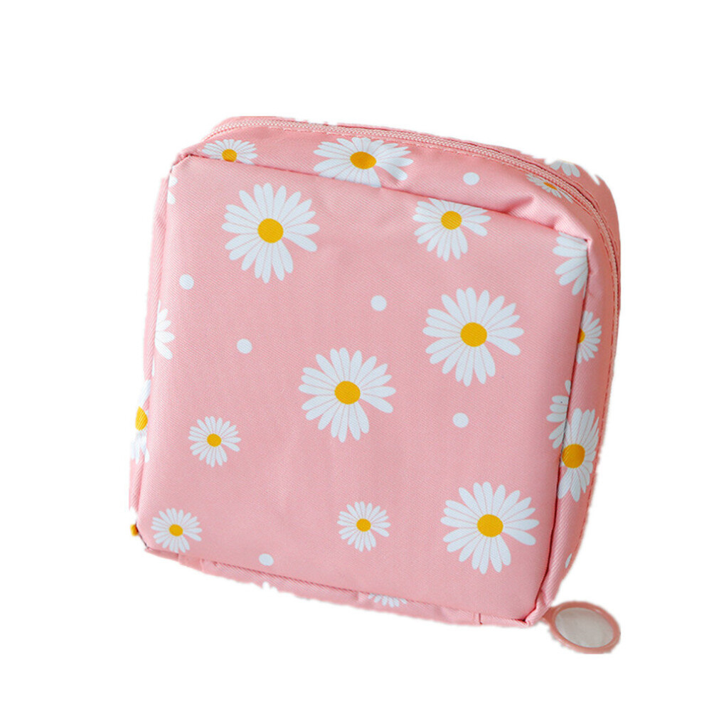 Chaochuang 3 Pcs Women Tampon Daisy Storage Bag Sanitary Pad Pouch Napkin Cosmetic Bags Organizer Ladies Makeup Bag Girls Tampon Holder Organizer
