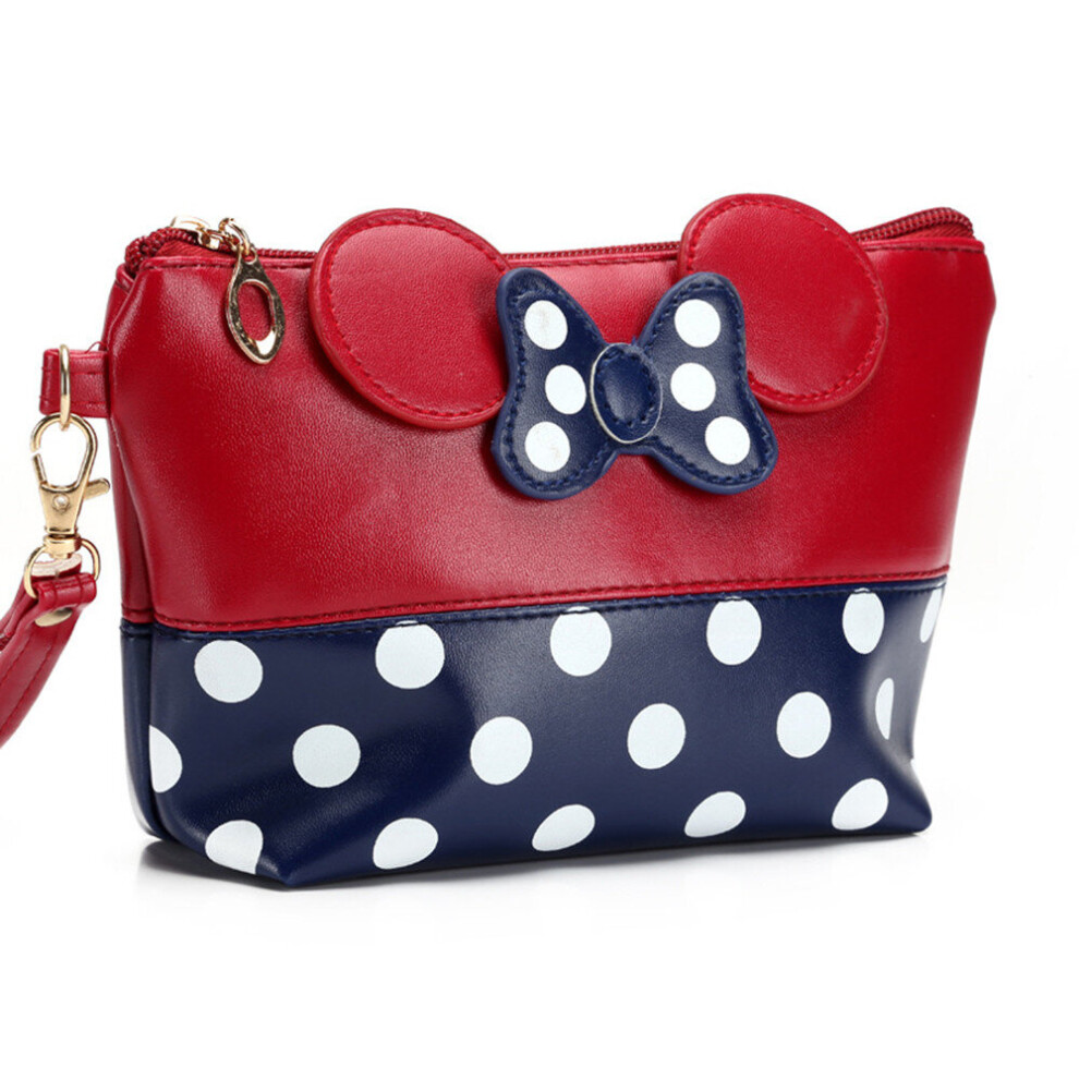 Chaochuang 2 Pcs Bow Dot Pu Travel Organizer Cosmetic Bag Fashion Makeup Bag Wash Toiletry Bag Quality Bag Organizer Beauty Case