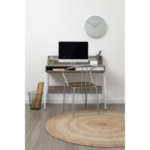 Premier Housewares Home Office Desk with a Drawer & a Compartment, Workstation/ Study Table for Students, Oak, w104 x d48 x h89cm, Light - BRADBURY