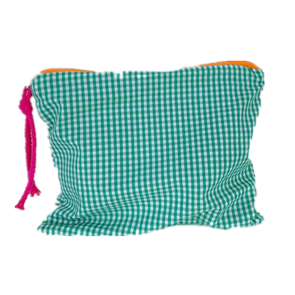 Chaochuang Fashion Plaid Cosmetic Bag Cotton Fabric Women Travel Make Up Bags Zipper Pouch Japan Style Female Toiletry Wash Bag New