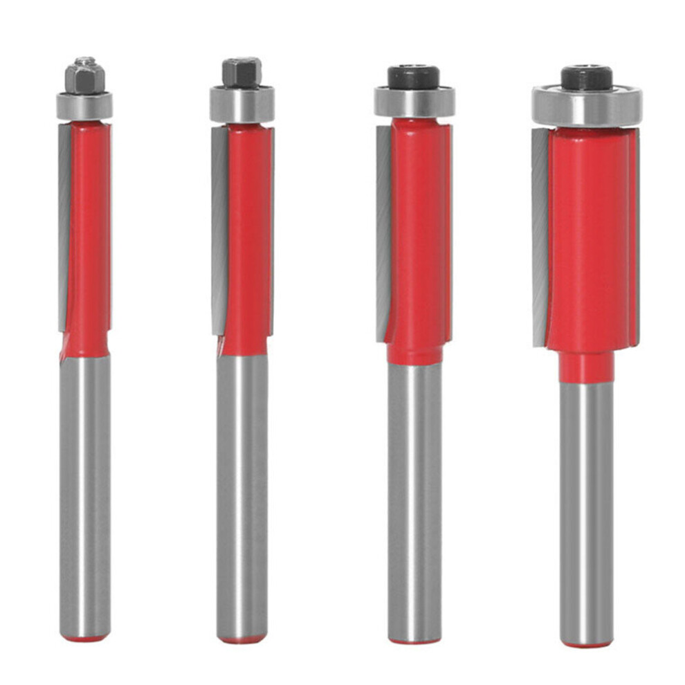 4Pcs Straight Flush Trim Wood Router Bit With Top Bearing 6Mm Shank Tenon Cutter Tools For Woodworking 777178653221