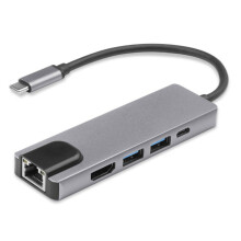4K HDMI 4K USB Type C Hub 5 Ports Multi USB C Hub to Gigabit Ethernet Rj45 Lan Adapter for Macbook Thunderbolt 3 USB-C Charger