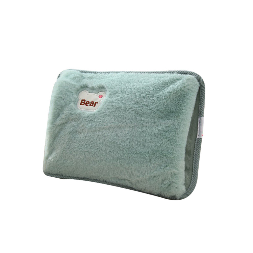 Chaochuang Hot Water Bottle Electric Charging Heating Rechargeable Heat Water Bag Rabbit Fur Soft Hand Warmer Green