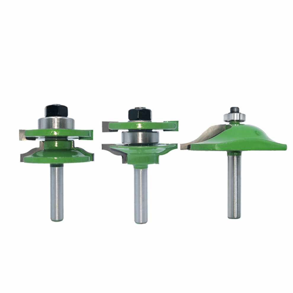 8Mm Shank 3Pcs Big Cabinet Rail & Stile Tenon Router Bit Set Door Cabinet Panel Raiser Ogee Wood Milling Cutter 777178653313