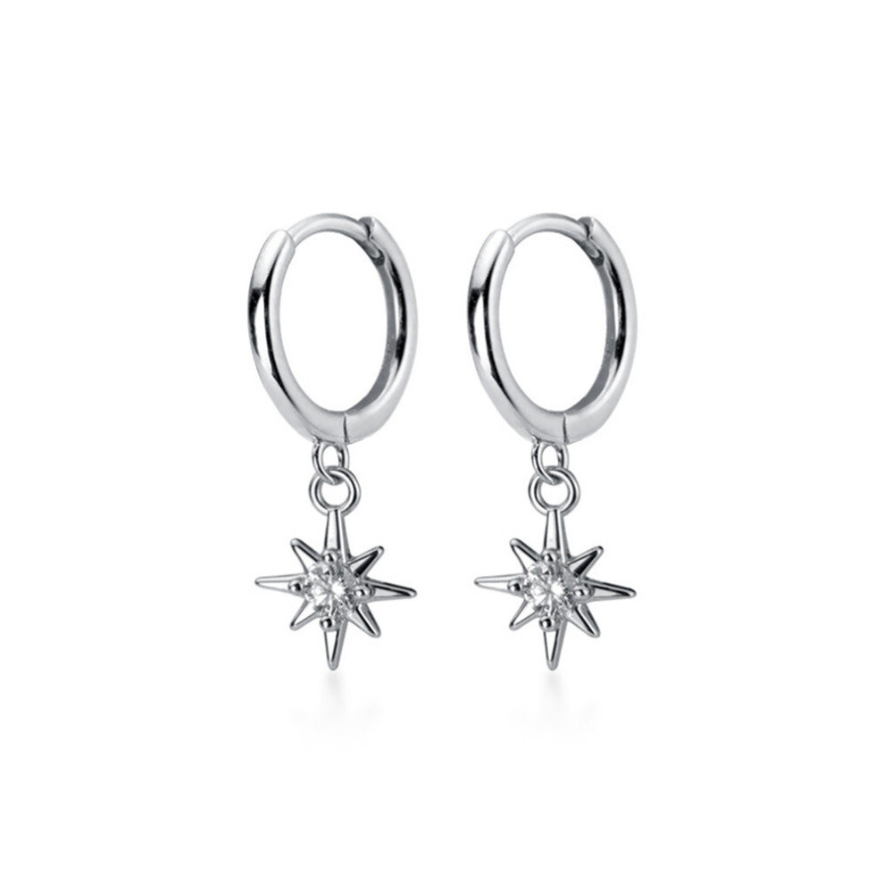 Wedding Jewelry Hoop Earrings with Star Charm Women Silver plating Lady Jewelry