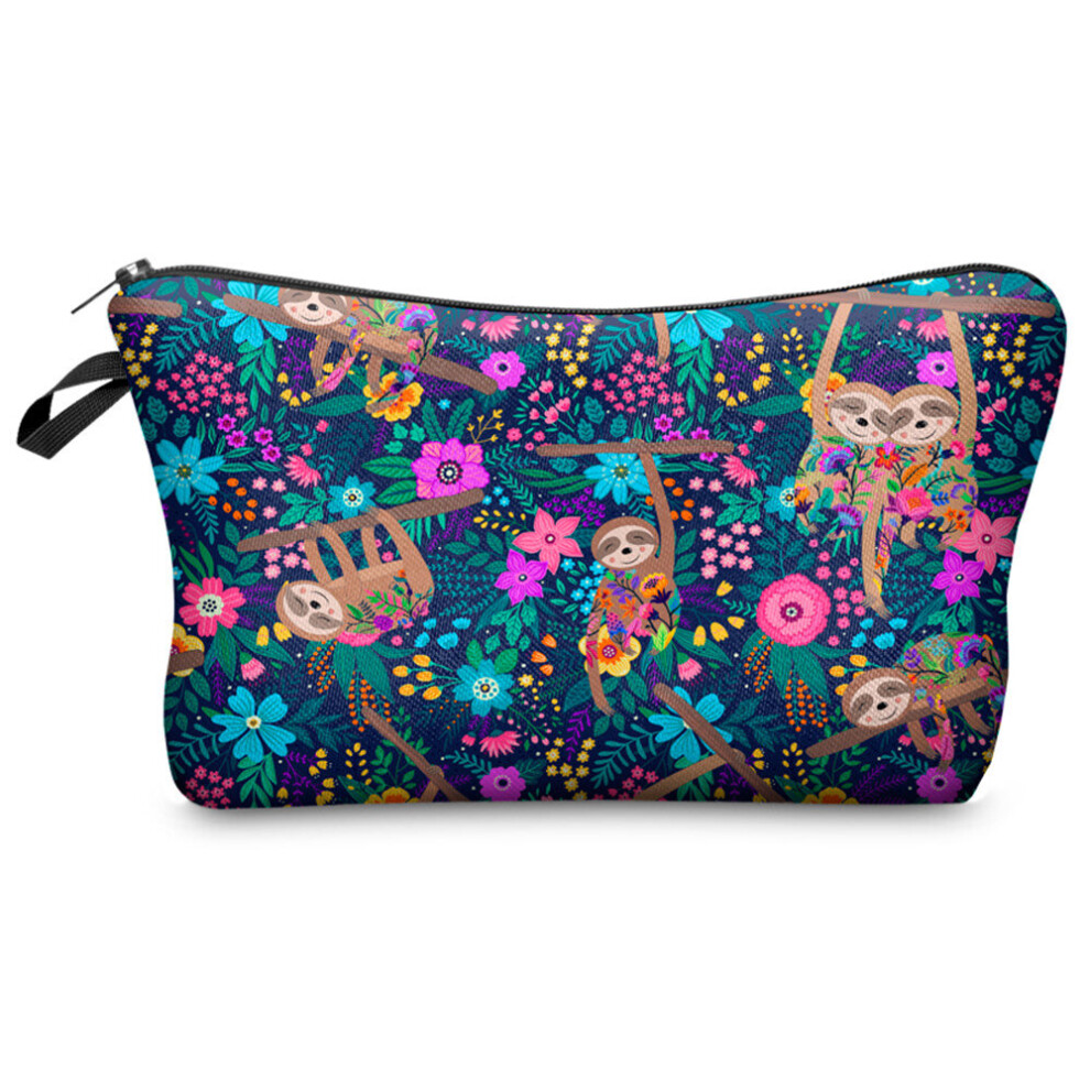 Chaochuang 2 Pcs Women Cosmetic Bag Sloth Pattern Digital Printing Toiletry Bag For Travel Organizer Makeup Bag