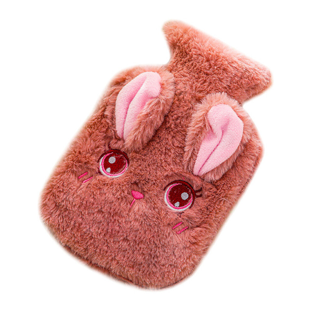 Chaochuang Light 2Pcs Winter Cartoon Plush Rabbit Hot Water Bottle Pvc Stress Pain Relief Therapy Hot Water Bag Knitted Soft Cozy Cover Hand Warmer