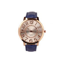 Women Arabic Numerals Rhinestone Inlaid Faux Leather Round Quartz Analog Wrist Watch