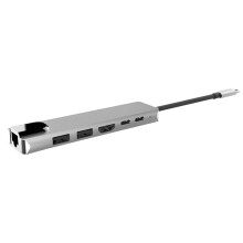 IN Stock 6 in 1 USB 3.0 High Speed Ports Type-C Hub Usb-C to 4K 30HZ HD Laptop Rj45 Gigabit Ethernet Network PD Hub Hot
