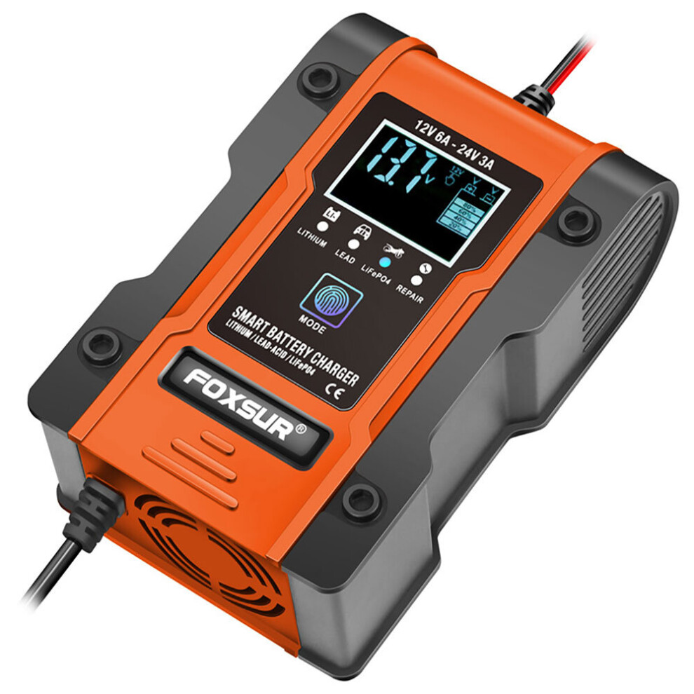 12V 24V 6A Car Battery Charger Pulse Repair 7-Stage Charger For Lithium Iron Lead Acid Lithium Battery Motorbike Charger 775821396747