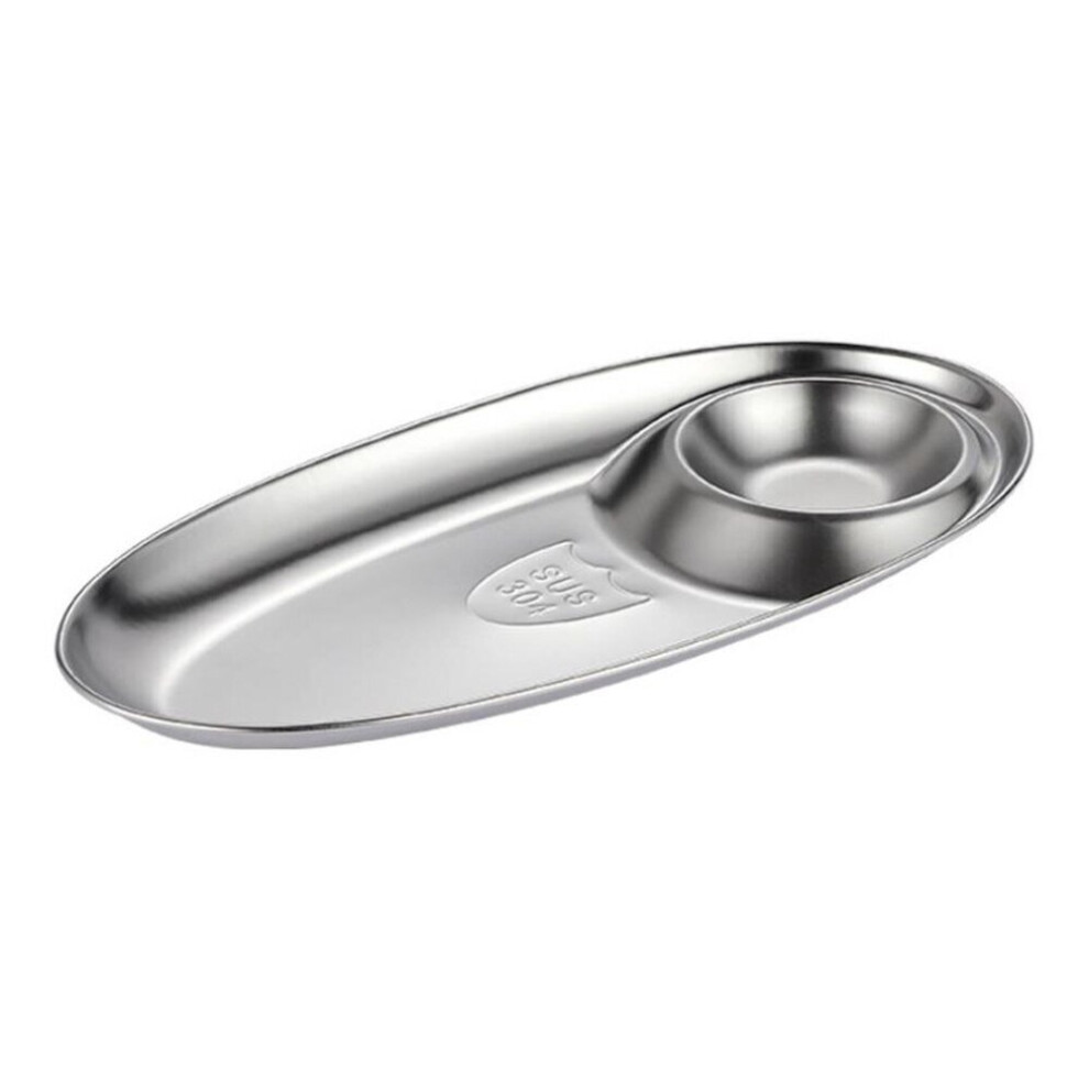 304 Stainless Steel Snack Plate Seasoning Plate Oval Plate Split Plate Sauce Plate Hotel Barbecue Snack Plate-image-OPC-P79VSQ2-NEW