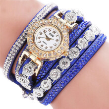 2 Pcs Women watches Fashion Casual Analog Quartz Women Rhinestone Watch Bracelet Watch
