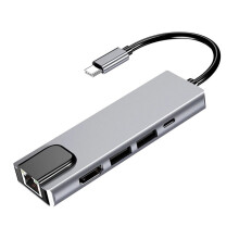 USB Type C Hub Adapter Dock with 4K HDMI-compatible J45 Ethernet Lan Charge for MacBook USB Type C Hub Aluminum alloy Adapter