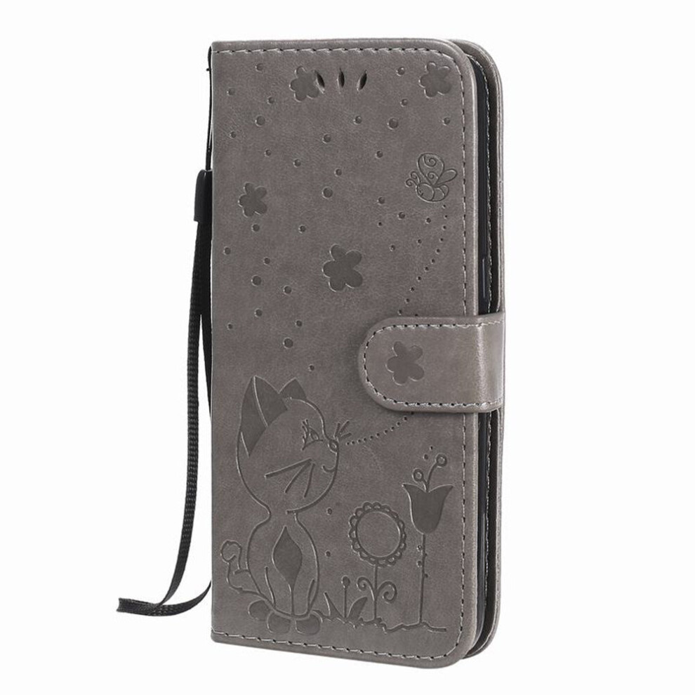 Pu Leather Case For Lg G7 Thinq Case Cover For Lg G7 Case Flip Wallet 3D Relief Cat Bee Flower With Card Holder Coque 777178668416