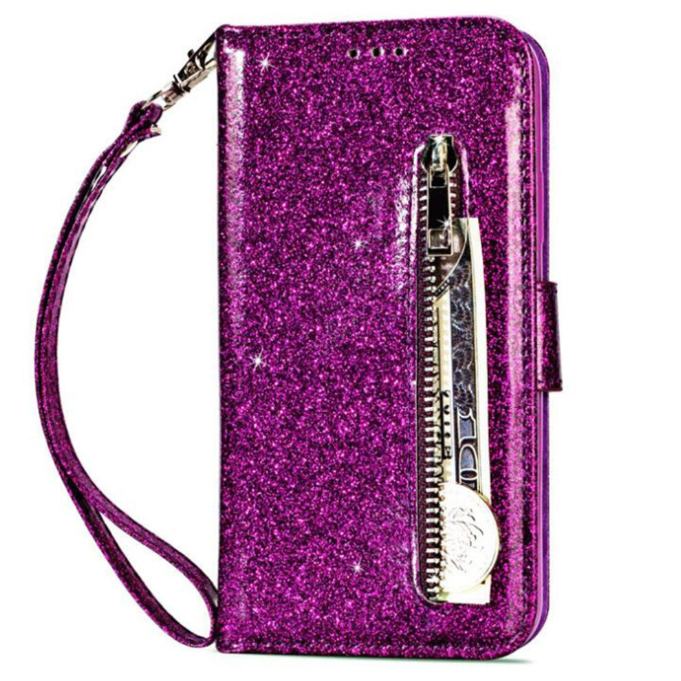 Zipper Cases For Huawei P20 Luxury Bling Glitter Pu Leather Wallet Flip Card Cover 777178676138