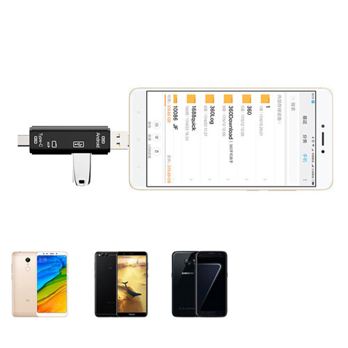 Portable SD Card Reader USB 2.0 OTG Micro USB Type C Card Reader Lector SD Memory Card Reader For Micro SD TF OTG Cardreader 2